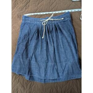 Paper bag draw string waist tie dark denim midi skirt by Merona size M w/pockets